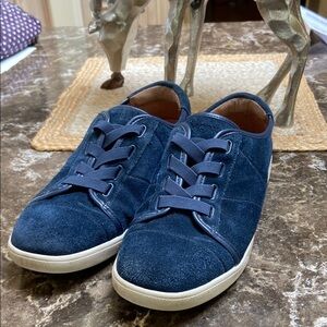 Vionic Blue Suede Sneakers with Lace-Up Design